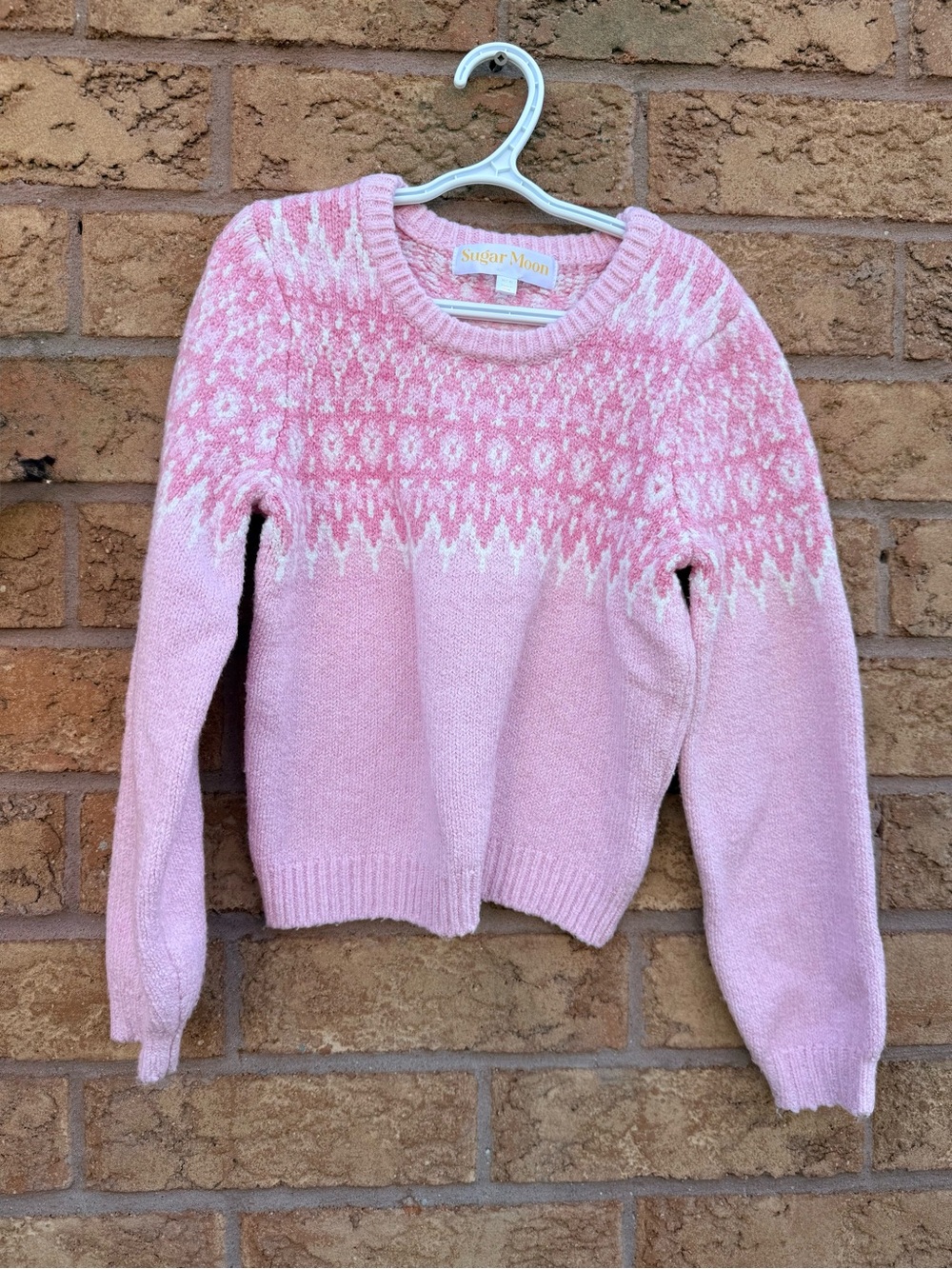 🌿4/$25 • Sugar Moon Pink Fair Isle Crewneck Sweater